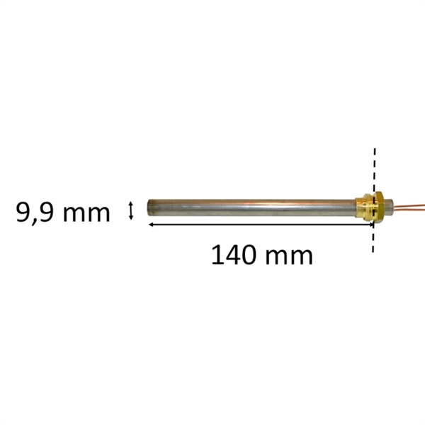 "Igniter with thread for pellet stove: 9,9 mm x 140 mm x 300 Watt 3/8 thread""